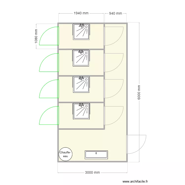 bungalow sanitaire projet La Froni&egrave;re Les HERBIERS Thibaud Cane'ton. Plan de 