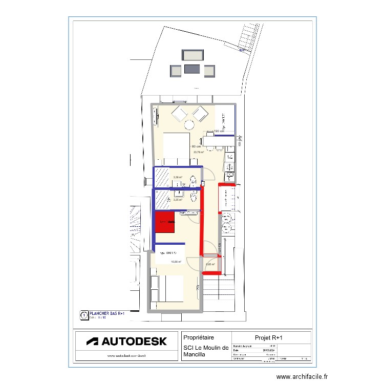 spa + Plan R1 projet Lesnik. Plan de 5 pièces et 48 m2