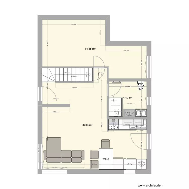 implantation. Plan de 4 Pièces et 47 m²