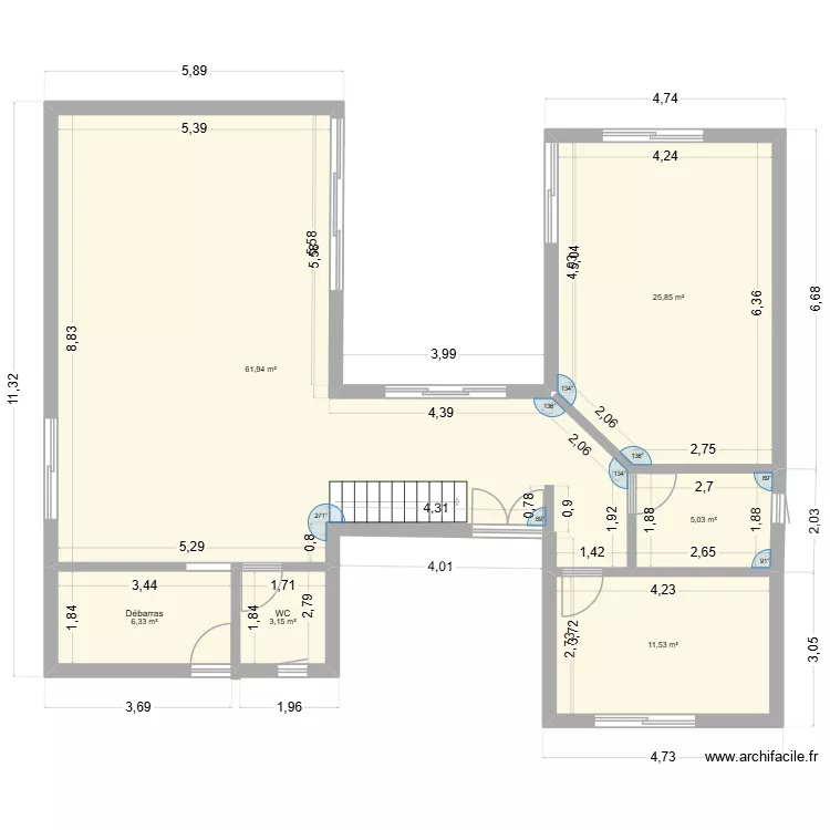 plan &. Plan de 6  et 114 m²