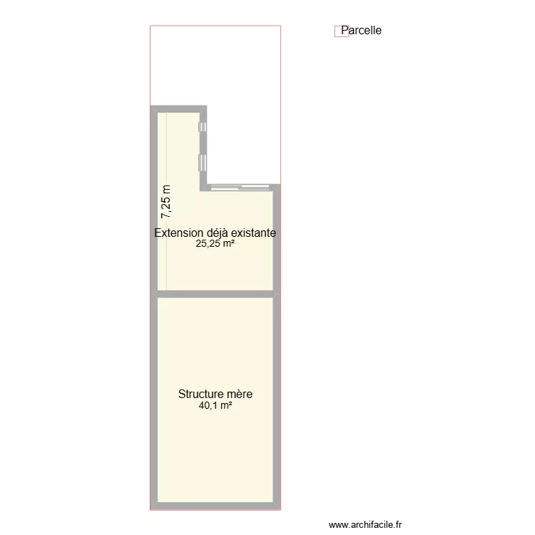 plan de masse. Plan de 2  et 65 m²
