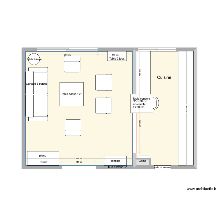 Plan n°4. Plan de 3 pièces et 33 m2