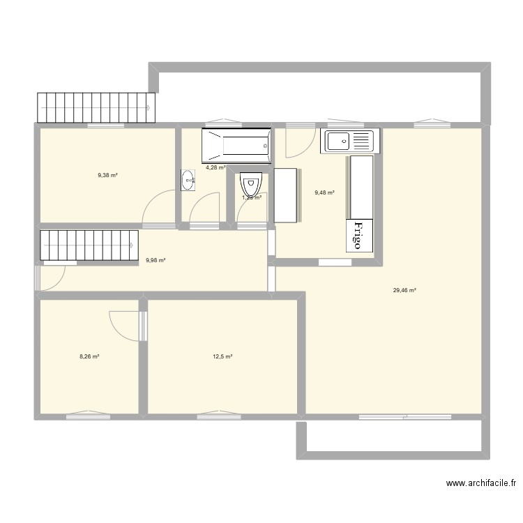 julien. Plan de 9 pièces et 89 m2