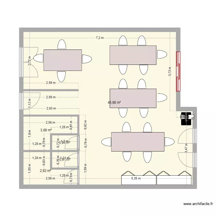 Salle PAGNOL. Plan de 5 et 53 m² Salle PAGNOL. Plan de 5 et 53 m²