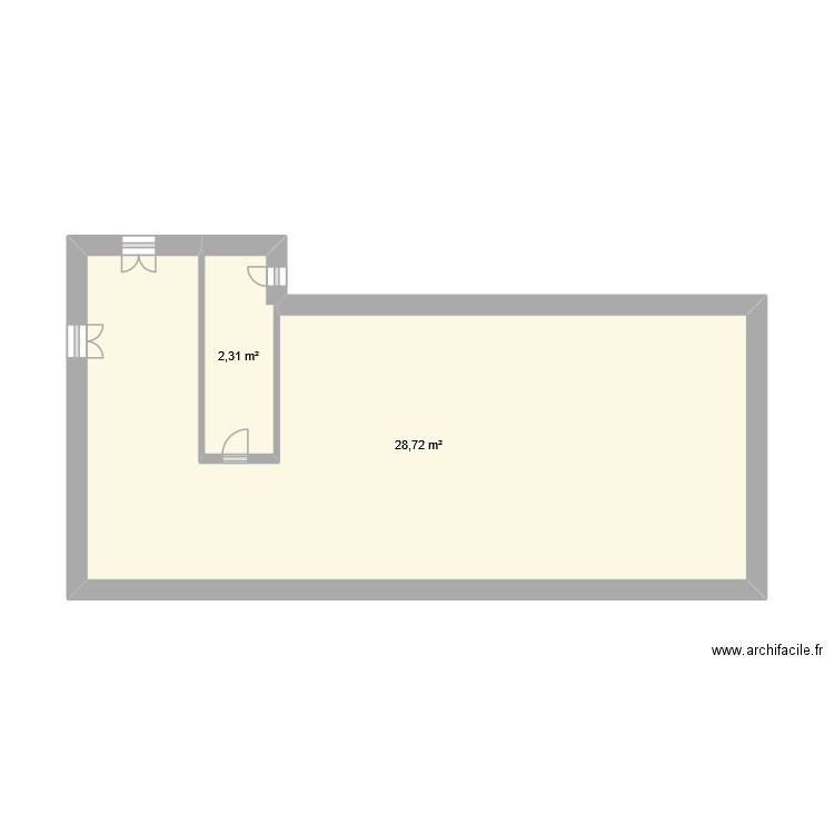 shéma archictectural  jucleche. Plan de 2 pièces et 31 m2