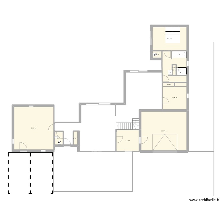 plan maison R+1. Plan de 11 pièces et 96 m2