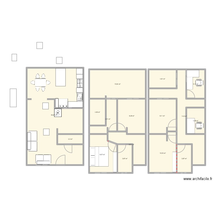 solare final. Plan de 12 pièces et 122 m2