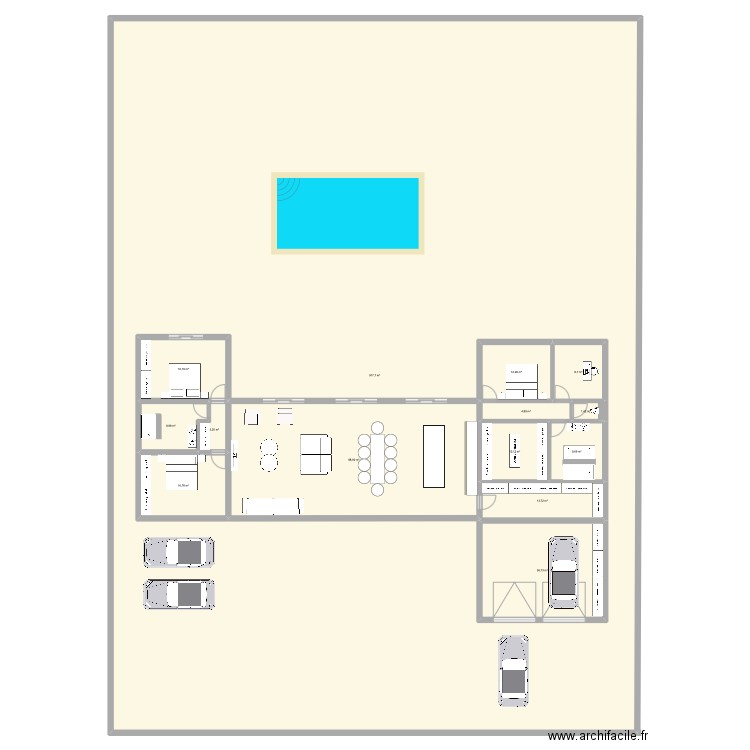 construction maison. Plan de 14 pièces et 1421 m2