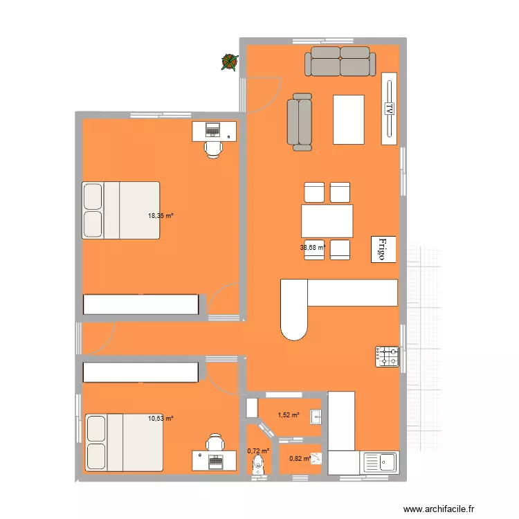 casa 3. Plan de 6 Pièces et 71 m² casa 3. Plan de 6 Pièces et 71 m²