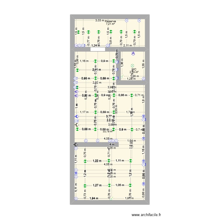 Plan elec 84. Plan de 3 pièces et 44 m2
