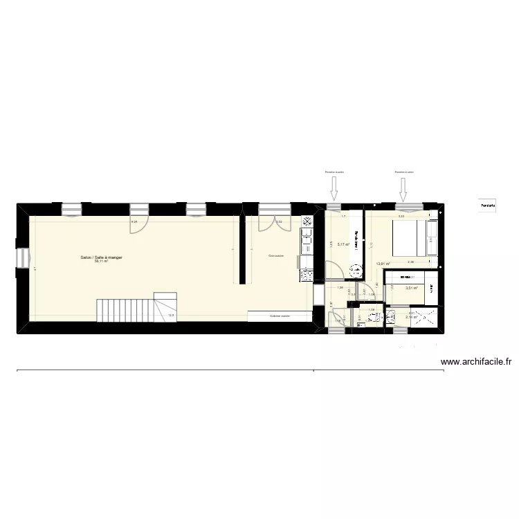 Balansun RDC.3. Plan de 7  et 174 m²