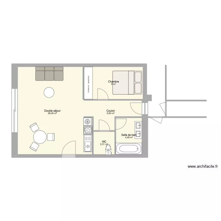 SIOUVILLE - projet agrandissement - V2. Plan de 5 Pièces et 50 m² SIOUVILLE - projet agrandissement - V2. Plan de 5 Pièces et 50 m²