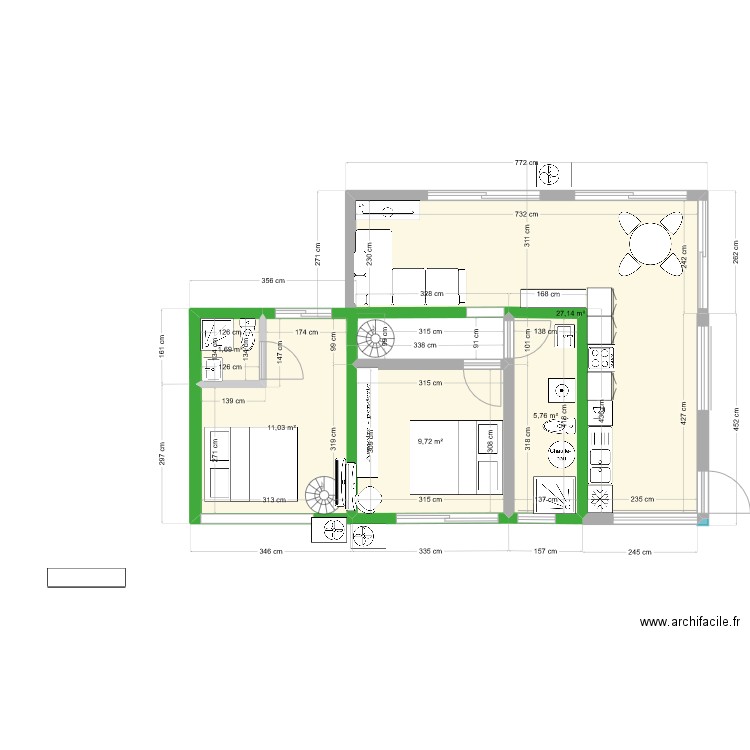 DEVOIS LOT B 2. Plan de 5 pièces et 55 m2