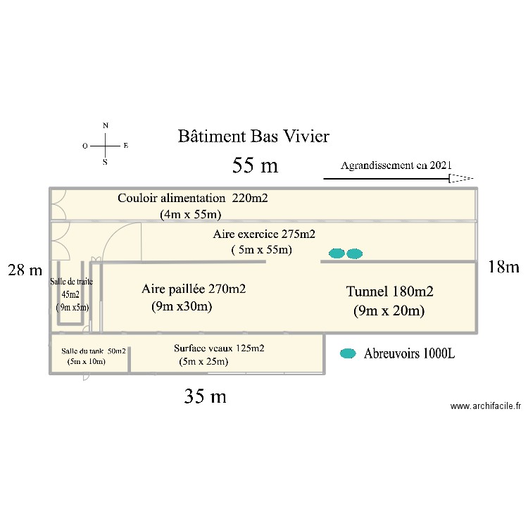 Batiment Bas Vivier . Plan de 4 pièces et 1162 m2