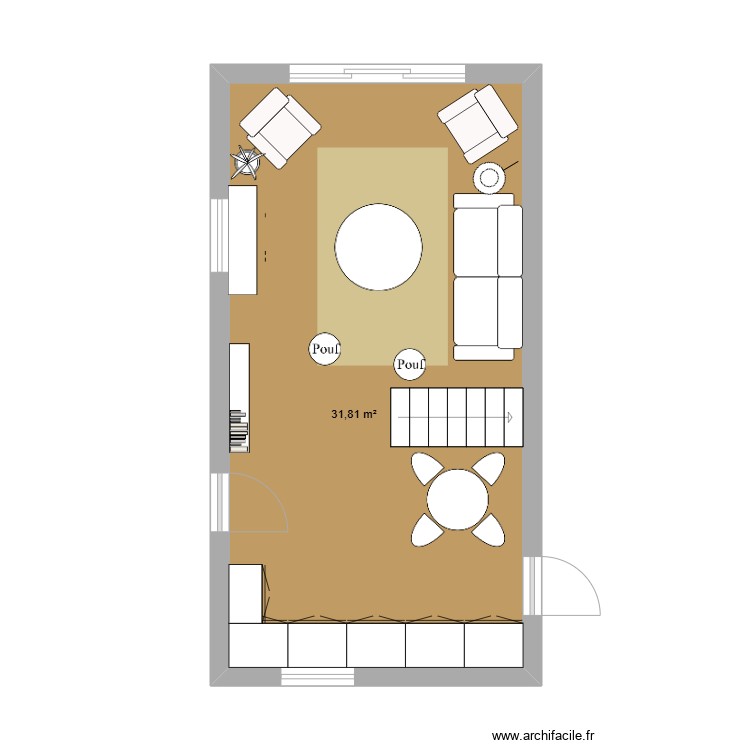 Pi&egrave;ce de vie projet Br&eacute;hat. Plan de 0 pièce et 0 m2