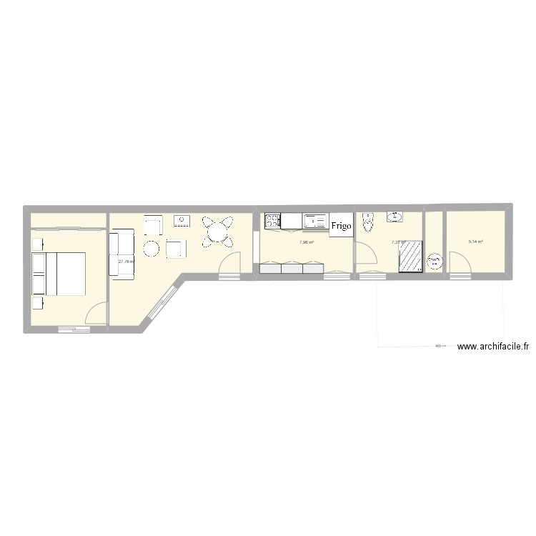 grange les salelles. Plan de 4 pièces et 48 m2