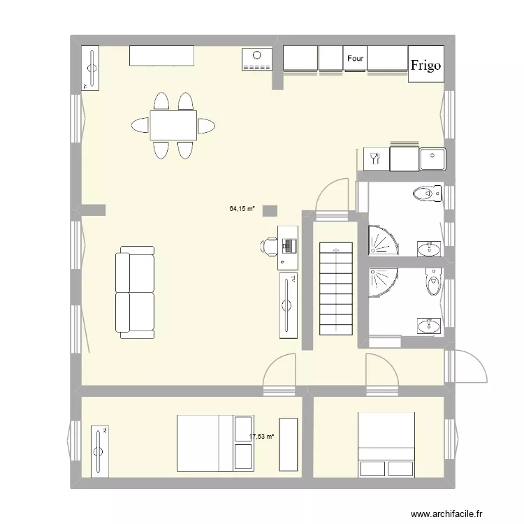 maison. Plan de 2  et 82 m²