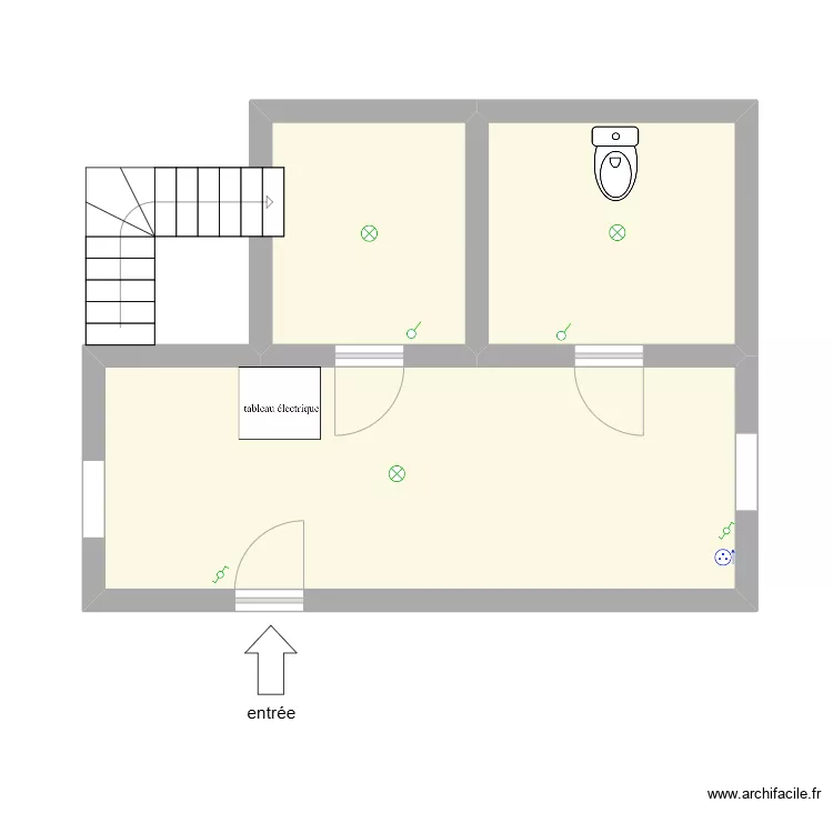 couloir entr&eacute;e/ placard / WC. Plan de 