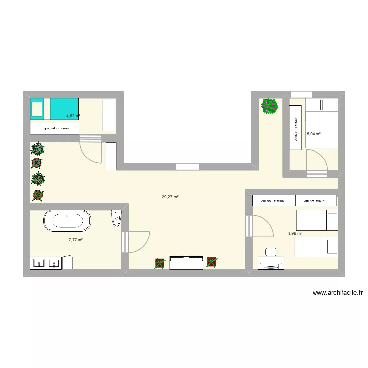 ETAGE 2. Plan de 5  et 56 m²