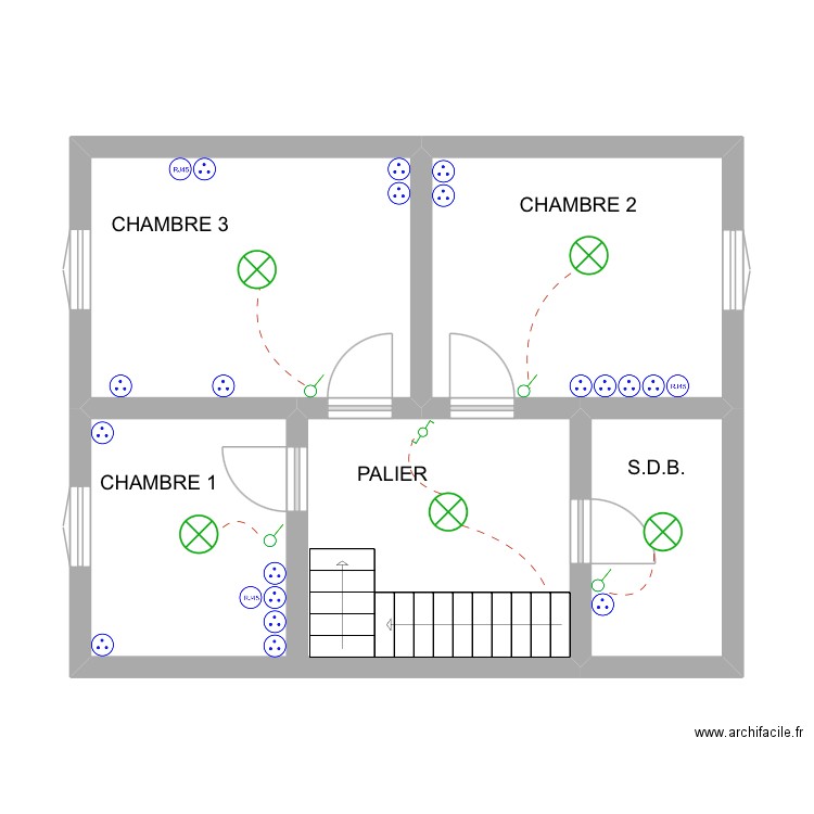 1er étage Ludivine. Plan de 4 pièces et 44 m2