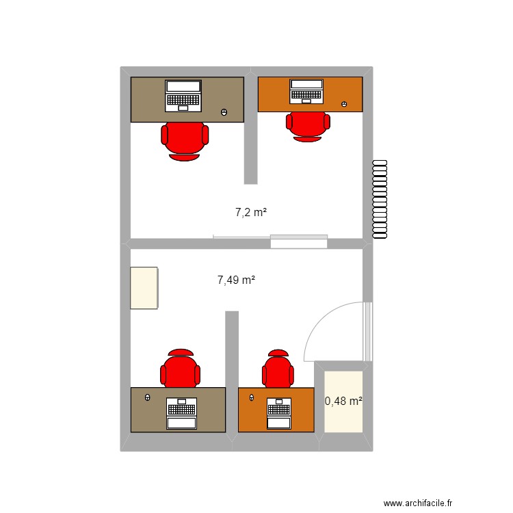 Studio décro info . Plan de 3 pièces et 15 m2