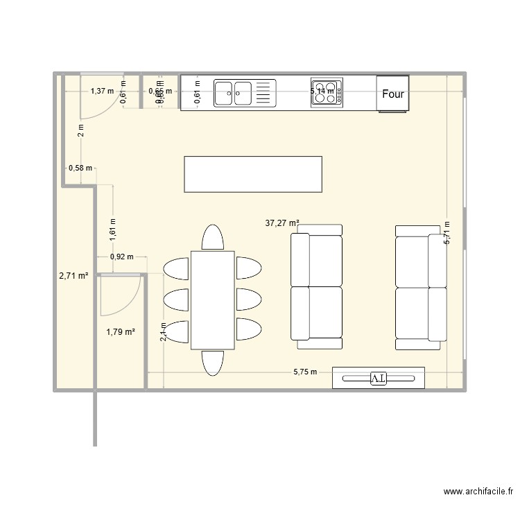 appart vitrolles .. Plan de 3 pièces et 42 m2
