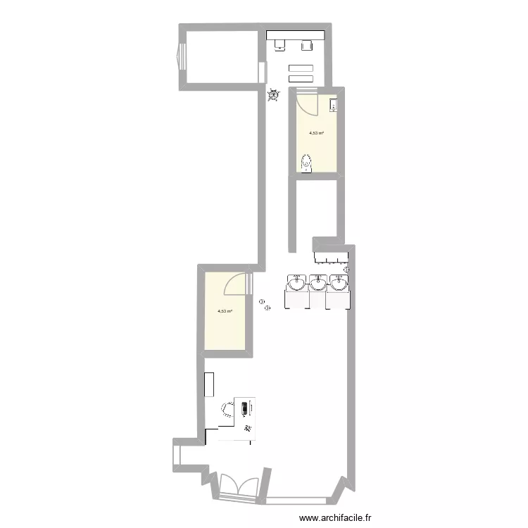 SALON. Plan de 2  et 9 m²