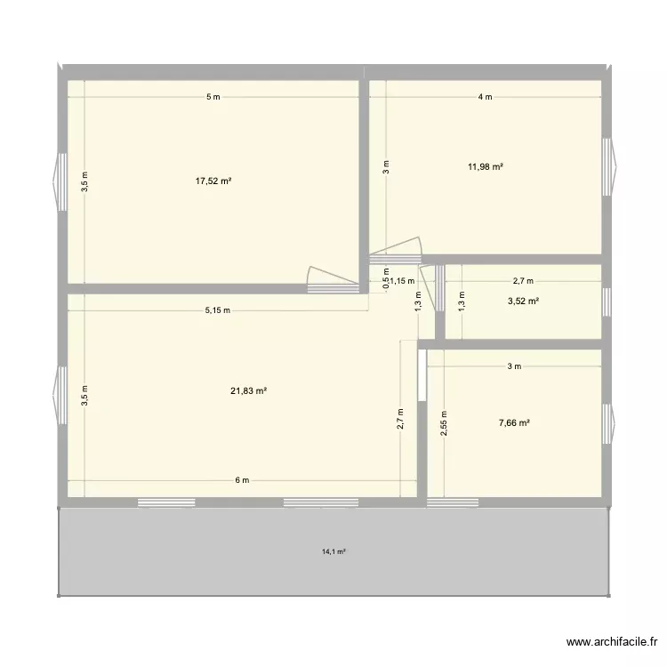 Maison maman. Plan de 5 Pièces et 63 m² Maison maman. Plan de 5 Pièces et 63 m²