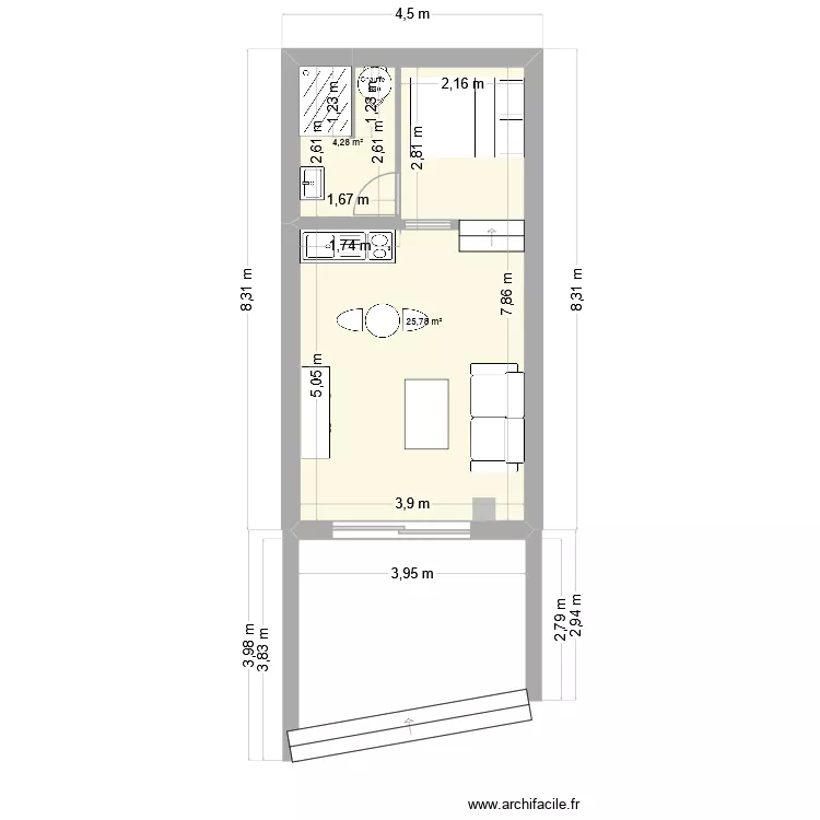 T1 V1. Plan de 2 et 30 m² T1 V1. Plan de 2 et 30 m²