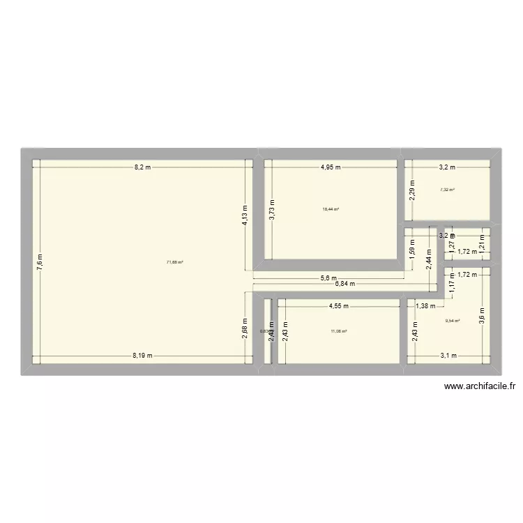 MAISON 2 - RDC. Plan de 6  et 119 m²