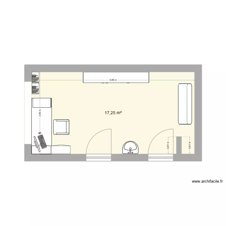 BUREAU version 90*240. Plan de 1 et 17 m² BUREAU version 90*240. Plan de 1 et 17 m²
