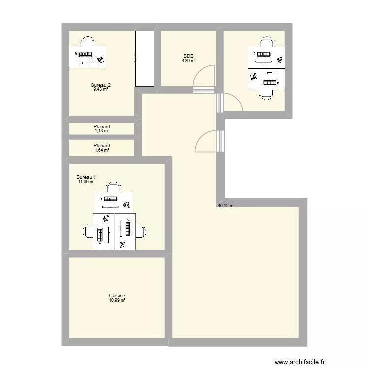 Bureau. Plan de 7 et 79 m² Bureau. Plan de 7 et 79 m²
