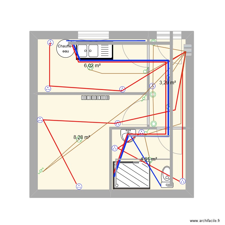 essai. Plan de 4 pièces et 22 m2