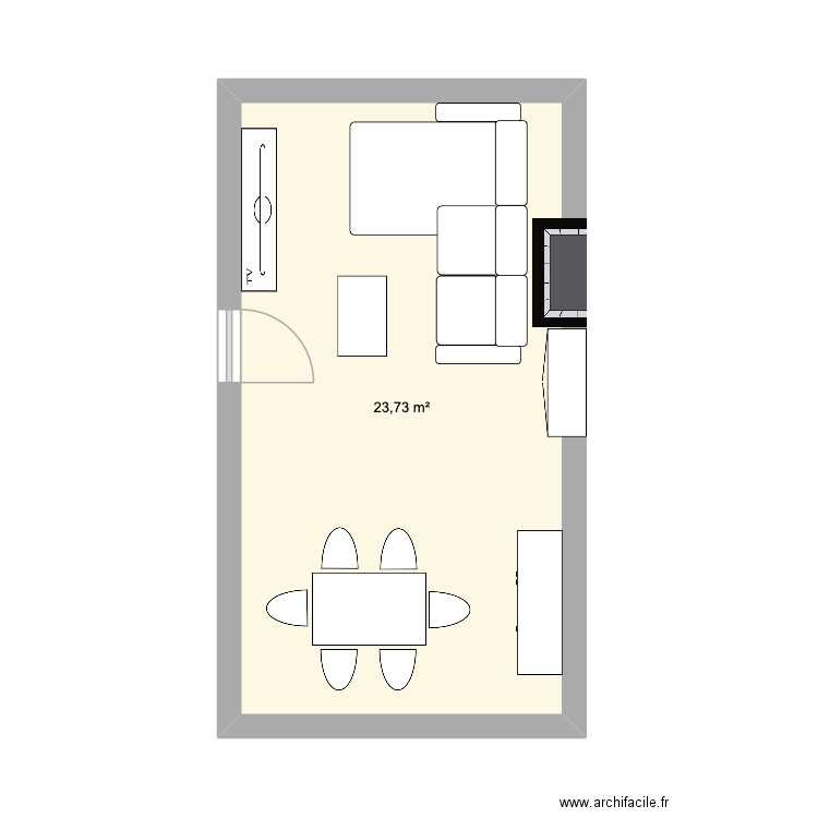 M TLS. Plan de 1 pièce et 24 m2