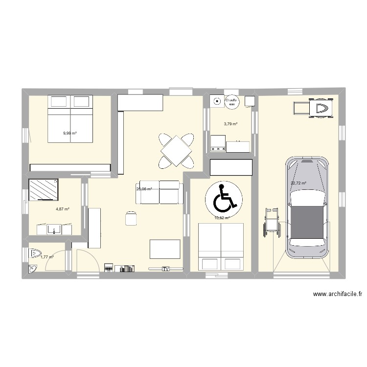 pontacq 613. Plan de 7 pièces et 80 m2