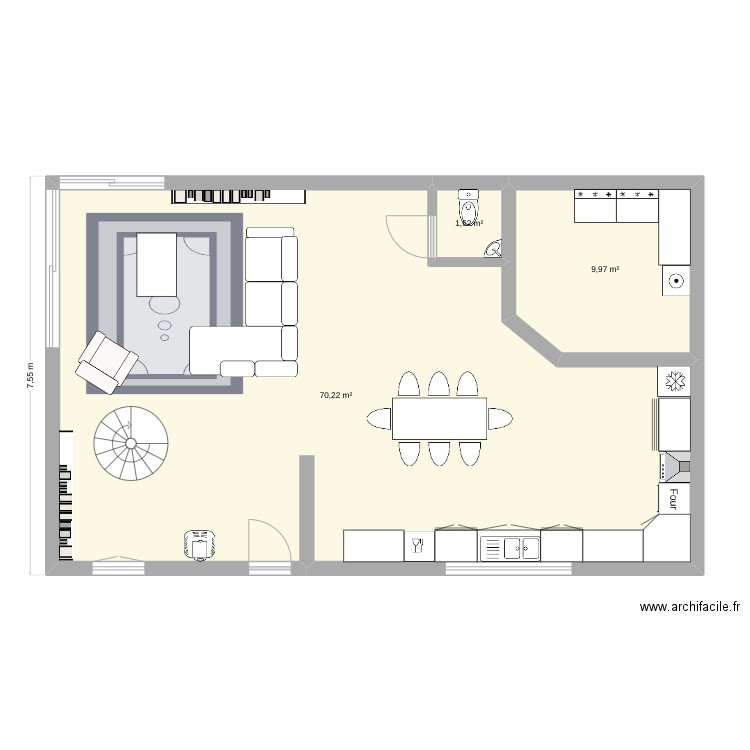 Maison conteneur. Plan de 3 pièces et 82 m2