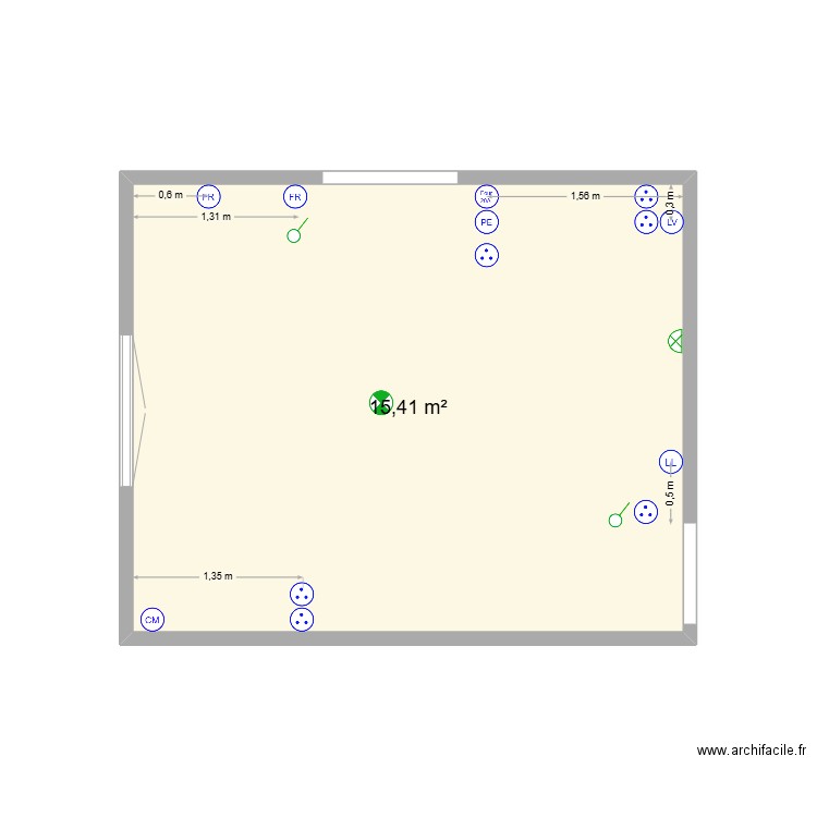 CHRISTEN. Plan de 1 pièce et 15 m2