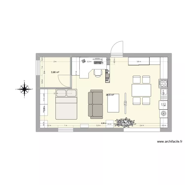 plan base1. Plan de 2 Pièces et 38 m² plan base1. Plan de 2 Pièces et 38 m²