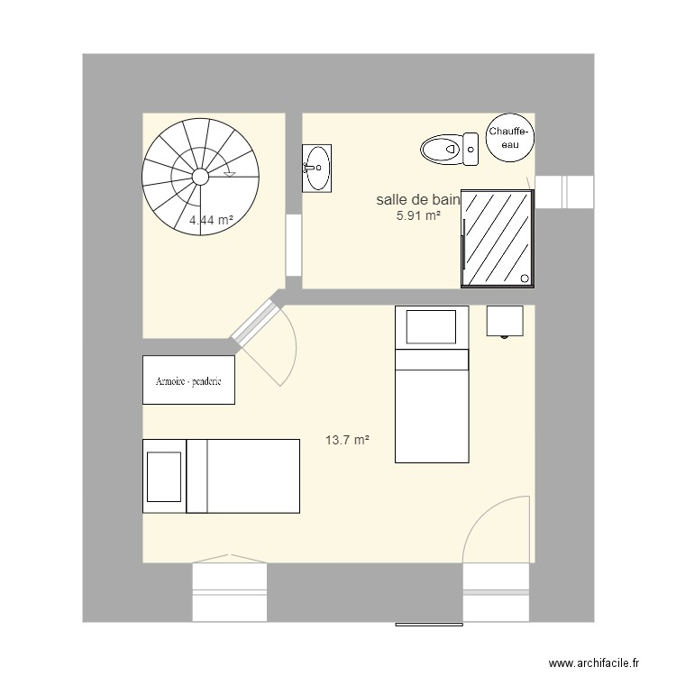 petite maison 2. Plan de 3 pièces et 24 m2