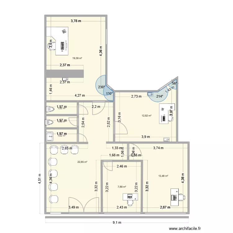 PARIS 15EME. Plan de 8  et 81 m²