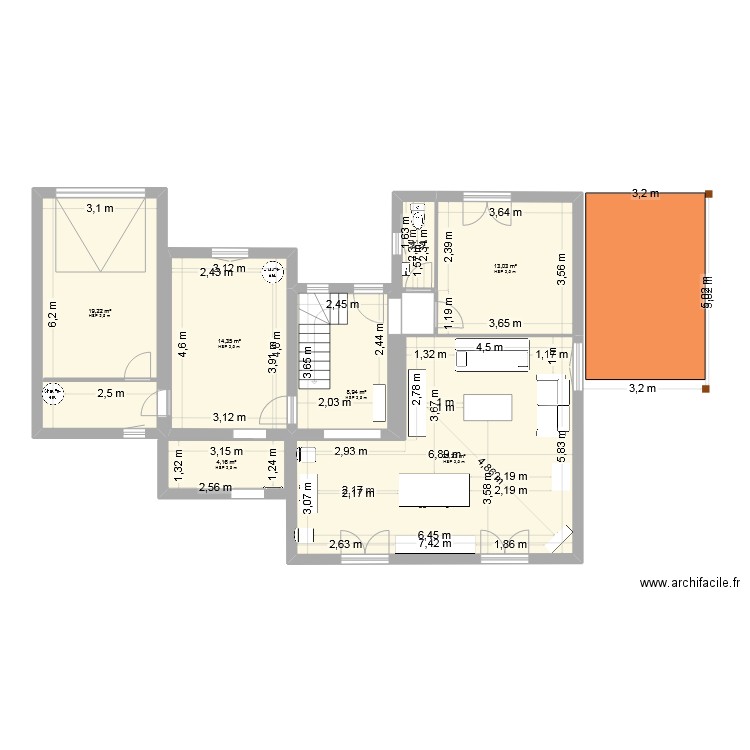 maison Oléron. Plan de 7 pièces et 97 m2