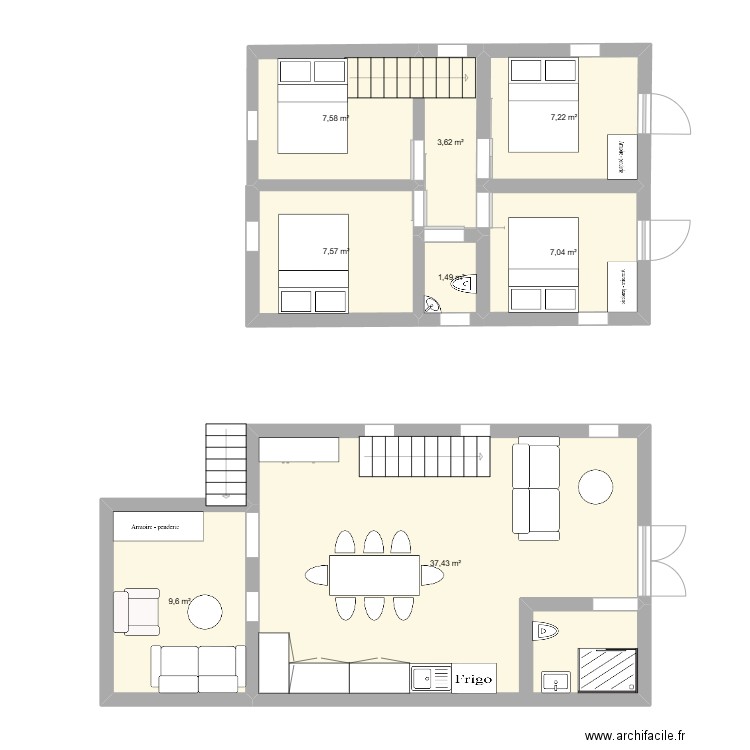 PLAN 1. Plan de 8 pièces et 82 m2