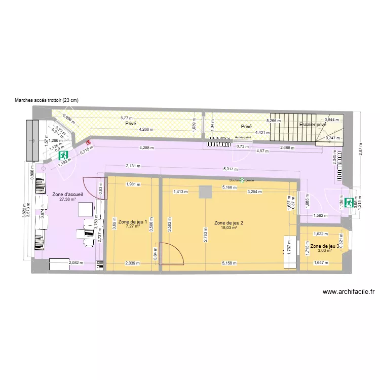 Plan c&ocirc;t&eacute; 3 dimensions apr&egrave;s travaux - V2. Plan de 
