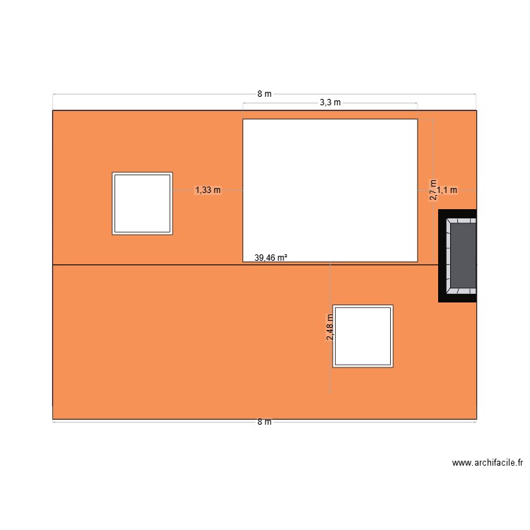 TOITURE CENSE A LO. Plan de 1 pièce et 39 m2