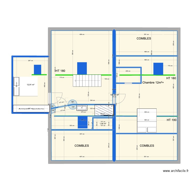 étage appt 5 étendu 25112023. Plan de 3 pièces et 117 m2