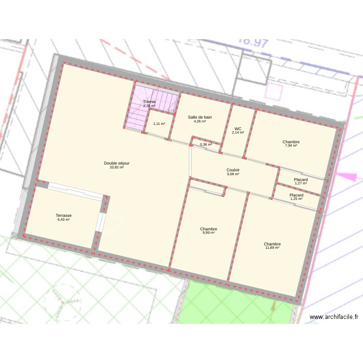 LES ROUTES projet 2 logements. Plan de 21 pièces et 189 m2