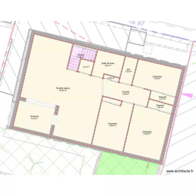 LES ROUTES projet 2 logements. Plan de 