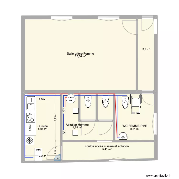plan modifié 3. Plan de 6 pièces et 58 m² plan modifié 3. Plan de 6 pièces et 58 m²