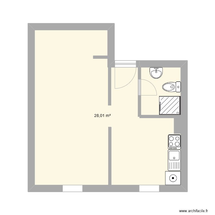 Plan Johana. Plan de 1 pièce et 28 m2