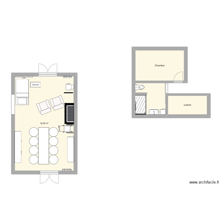 Rag. Plan de 4 pièces et 51 m2